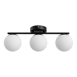 PLAFONNIER DESIGN ARTISTIQUE EN ACIER NOIR MAT À 3 LUMIÈRES AVEC GLOBES EN VERRE DN117-3