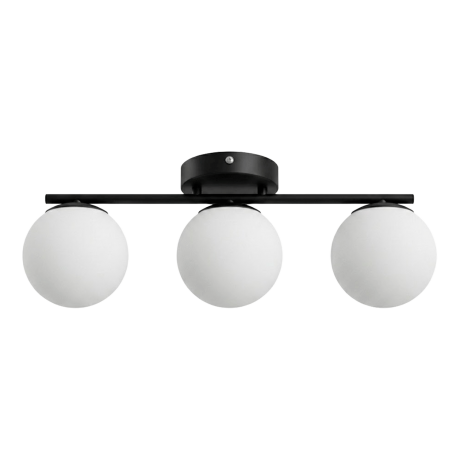 PLAFONNIER DESIGN ARTISTIQUE EN ACIER NOIR MAT À 3 LUMIÈRES AVEC GLOBES EN VERRE DN117-3