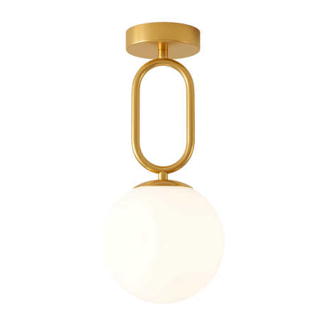 PLAFONNIER ACIER DORÉ VERRE OPAL Ø130 MM 351-1D