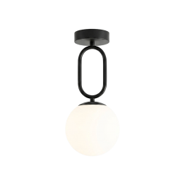 PLAFONNIER ACIER NOIR VERRE OPAL Ø130MM 351-1
