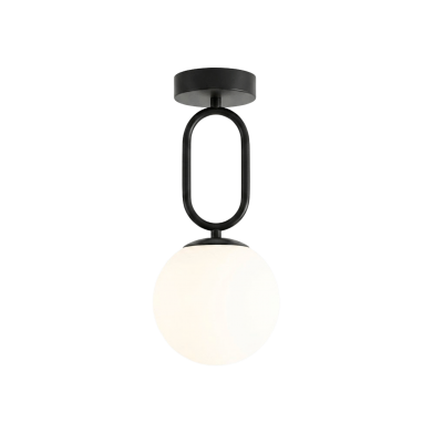 PLAFONNIER ACIER NOIR VERRE OPAL Ø130MM 351-1
