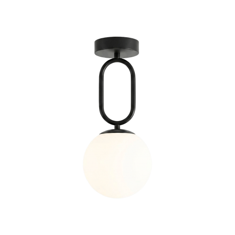 PLAFONNIER ACIER NOIR VERRE OPAL Ø130MM 351-1