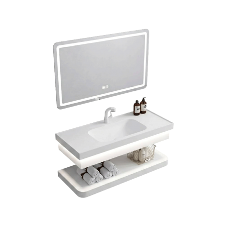 MEUBLE DE SALLE DE BAINS AVEC VASQUE, MIROIR ET ÉTAGÈRE 1000x600 K-007