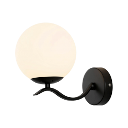 PLAFONNIER MURAL ARTISTIQUE EN ACIER NOIR À 1 LUMIÈRE AVEC GLOBE EN VERRE 356-1 BK