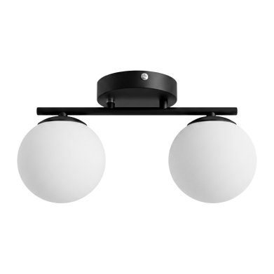 PLAFONNIER DESIGN ARTISTIQUE EN ACIER NOIR À 2 LUMIÈRES AVEC GLOBES EN VERRE DN117-2
