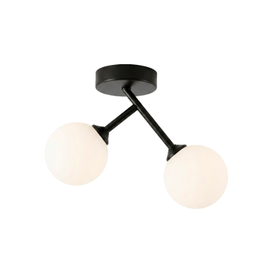 PLAFONNIER DESIGN ARTISTIQUE EN ACIER NOIR À 2 LUMIÈRES 332-2 BK