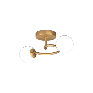 PLAFONNIER ACIER CUIVRÉ 2 VERRES OPAL Ø130 MM 6655-2