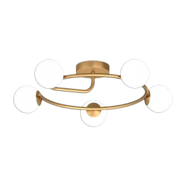 PLAFONNIER ACIER CUIVRÉ 5 VERRES OPAL Ø130 MM 6655-5