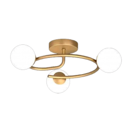 PLAFONNIER ACIER CUIVRÉ 3 VERRES OPAL Ø130 MM 6655-3