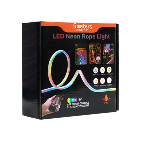 RUBAN LED MULTICOLOR AVEC TELECOMMANDE+USB-5M NEON 5W REF:H-005