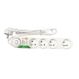 BLOC 4 PRISES 2P+T1.5M3G Ø7.5"YAKI"AVEC INTERUPTEUR REF:1234W/1FS