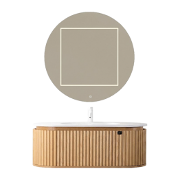 MEUBLE DE SALLE DE BAIN EN BOIS MASSIF AVEC MIROIR LED, VASQUE ET MEUBLE DE RANGEMENT 1200*520