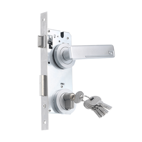 SERRURE COMPLET EN ALU-CHROME-85MM+5 CLE "BRICODIS" REF:F8512/S NET