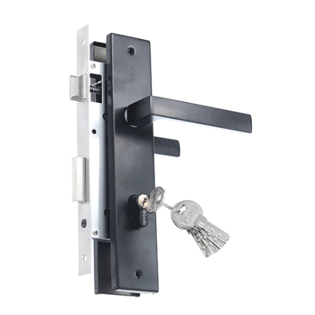 SERRURE COMPLET EN ALU-NOIR-85MM+5 CLE "BRICODIS" REF:M8919-BJ39BK NET