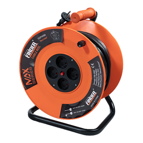 MULTIPRISE RALLONGE 4TROU AVEC ENROULEUR "FINDER" 2.5mm2*50m REF:FD39165001