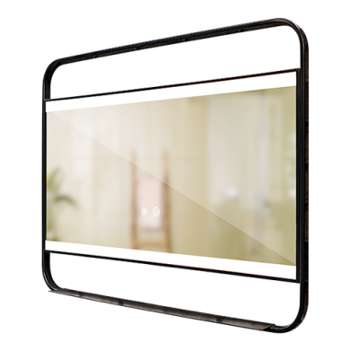 MIROIR SDB SMART LED 80*60CM-2700-6500K IP44 BORDURE NOIR REF:RF8060A