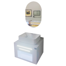 MEUBLE SDB 60*50*40CM AVEC DETECTION+ MIROIR LED 50*70CM REF: