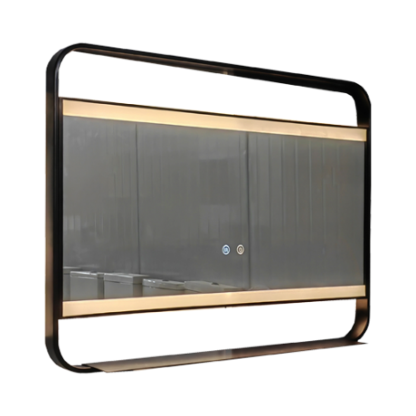 MIROIR SDB SMART LED 80*60CM-2700-6500K IP44 BORDURE NOIR REF:RF8060A