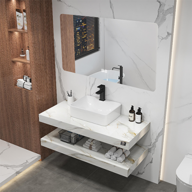 MEUBLE SDB 100*50*8CM-DOUBLE + MIROIR LED 100*60CM REF:IB-045